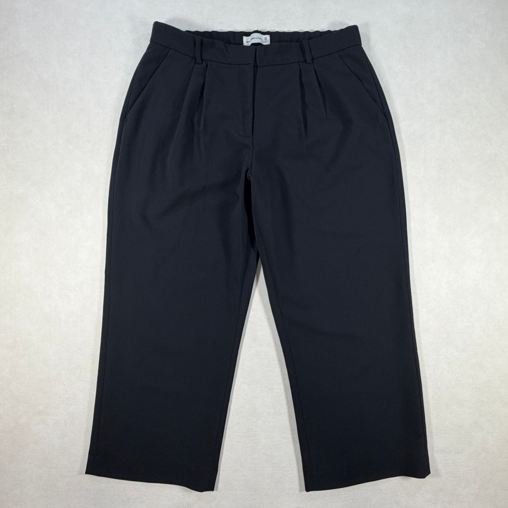 Abercrombie & Fitch Sloane Womens 14S Tailored Pants Black Pleated Wide Leg